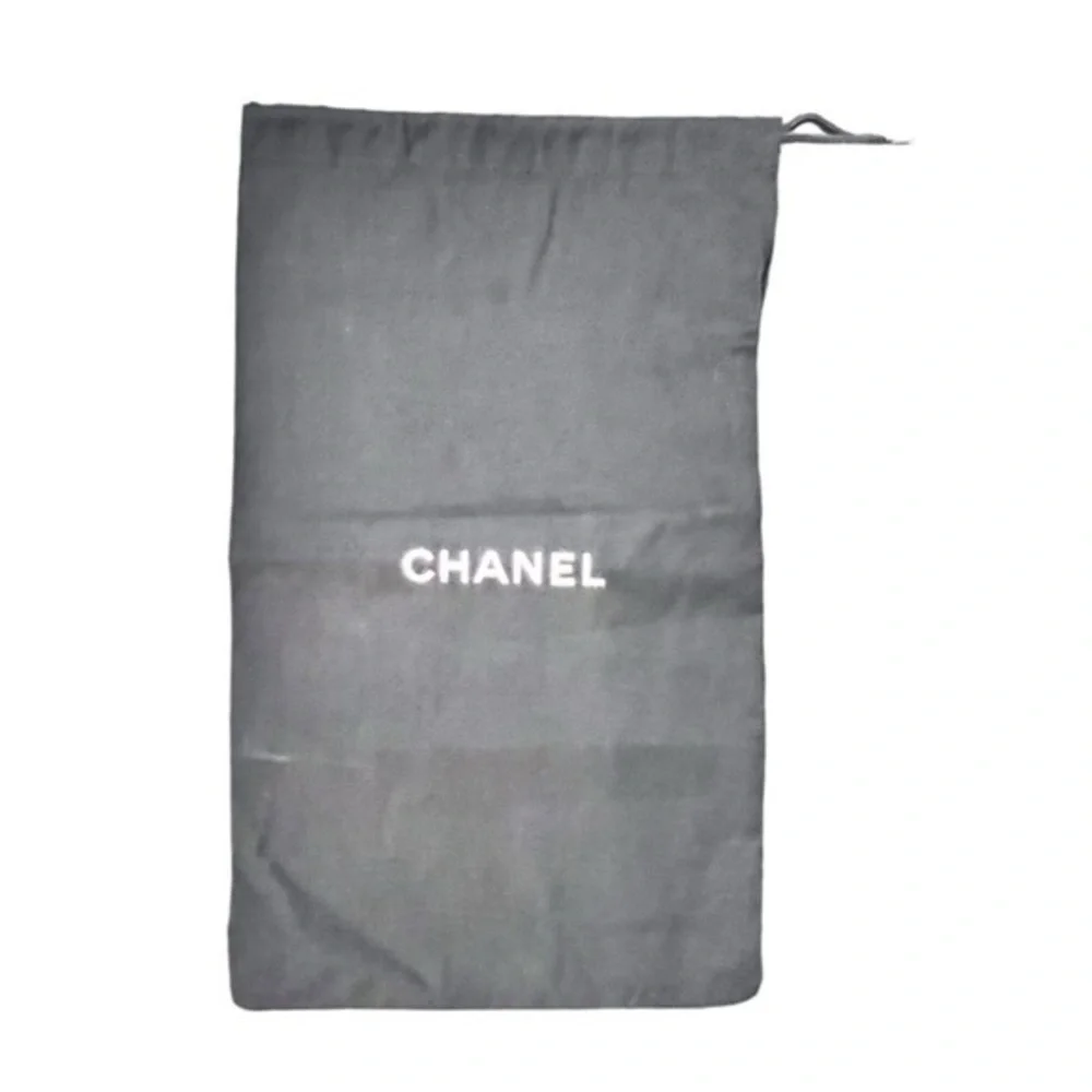 Chanel Black w/White‎ Letters Cotton Drawstring Top Dust Cover Bag 8
